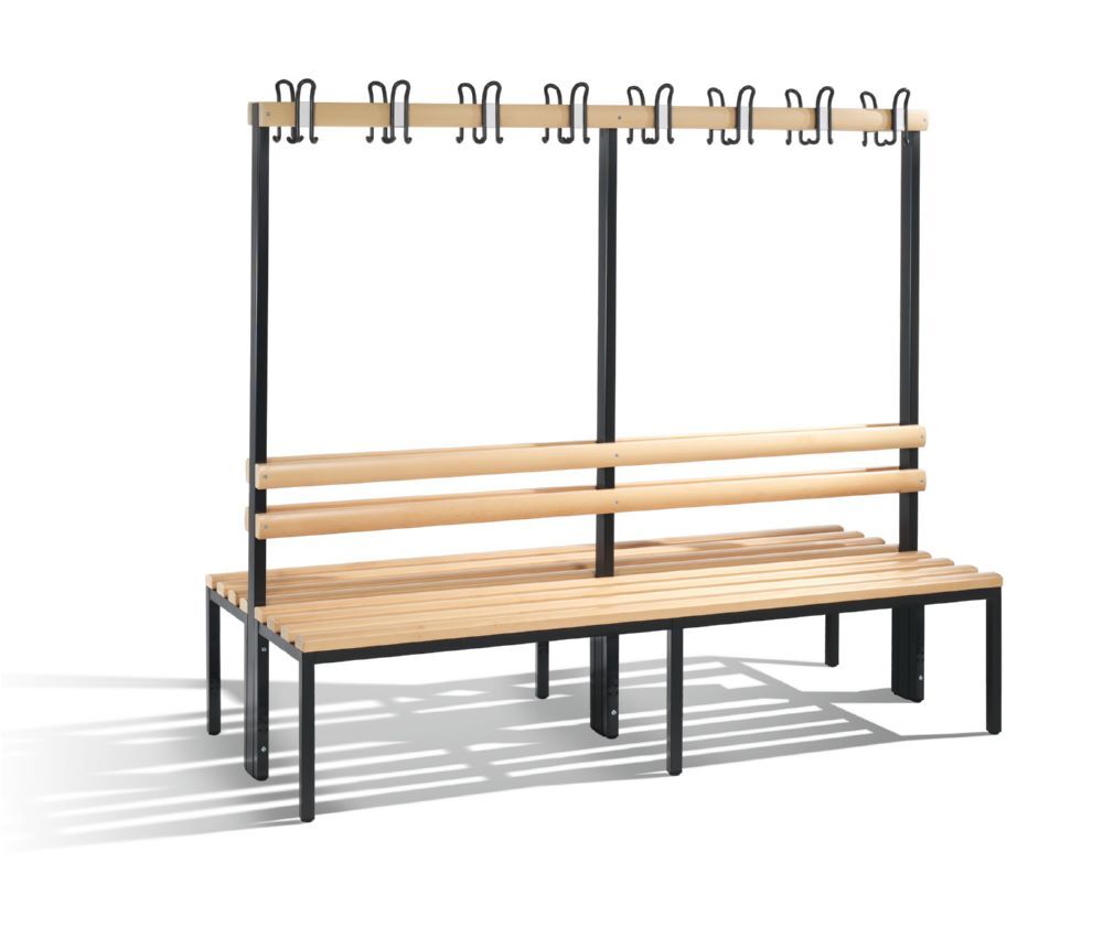 C+P Garderobenbank 2-seitig H 1650 x B 1960 x T 750 mm in schwarzgrau Produktbild C+P Garderobenbank 2-seitig H 1650 x B 1960 x T 750 mm in schwarzgrau