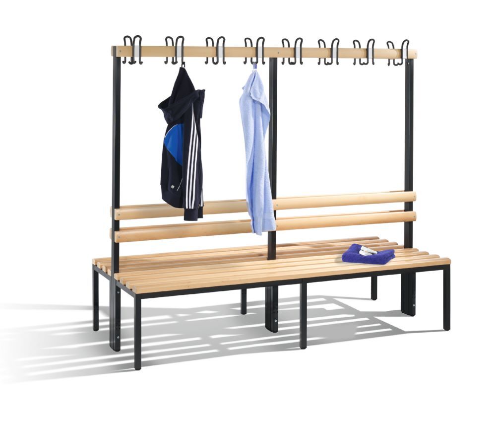 C+P Garderobenbank 2-seitig H 1650 x B 1960 x T 750 mm in schwarzgrau Produktbild C+P Garderobenbank 2-seitig H 1650 x B 1960 x T 750 mm in schwarzgrau bild 2