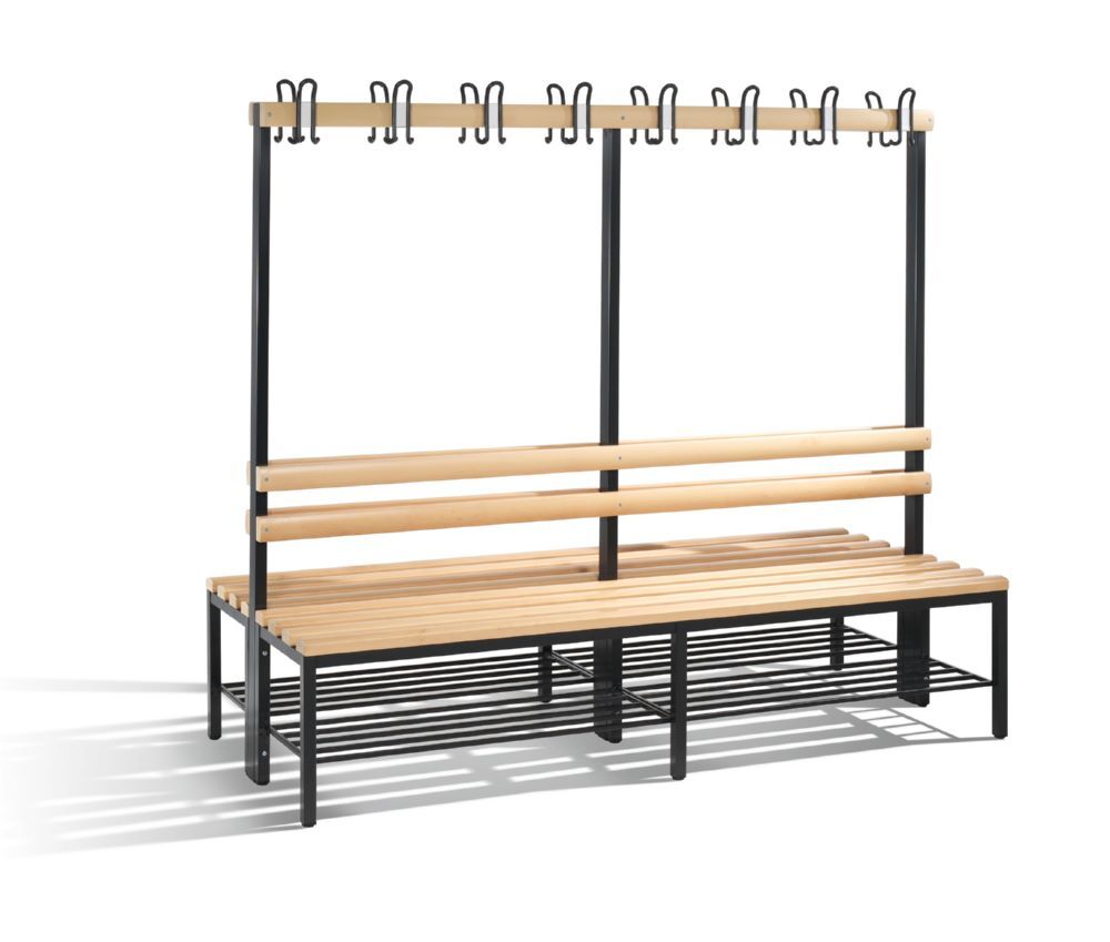 C+P Garderobenbank 2-seitig 1650 x 1960 x 750 mm in schwarzgrau Produktbild C+P Garderobenbank 2-seitig 1650 x 1960 x 750 mm in schwarzgrau