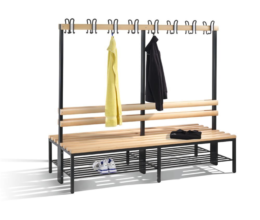 C+P Garderobenbank 2-seitig 1650 x 1960 x 750 mm in schwarzgrau Produktbild C+P Garderobenbank 2-seitig 1650 x 1960 x 750 mm in schwarzgrau bild 2