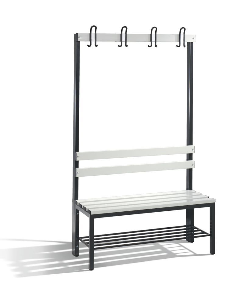 C+P Umkleidebank mit 4 Füßen schwarzgrau lichtgrau 1000 x 400 x 1650 mm Produktbild C+P Umkleidebank mit 4 Füßen schwarzgrau lichtgrau 1000 x 400 x 1650 mm