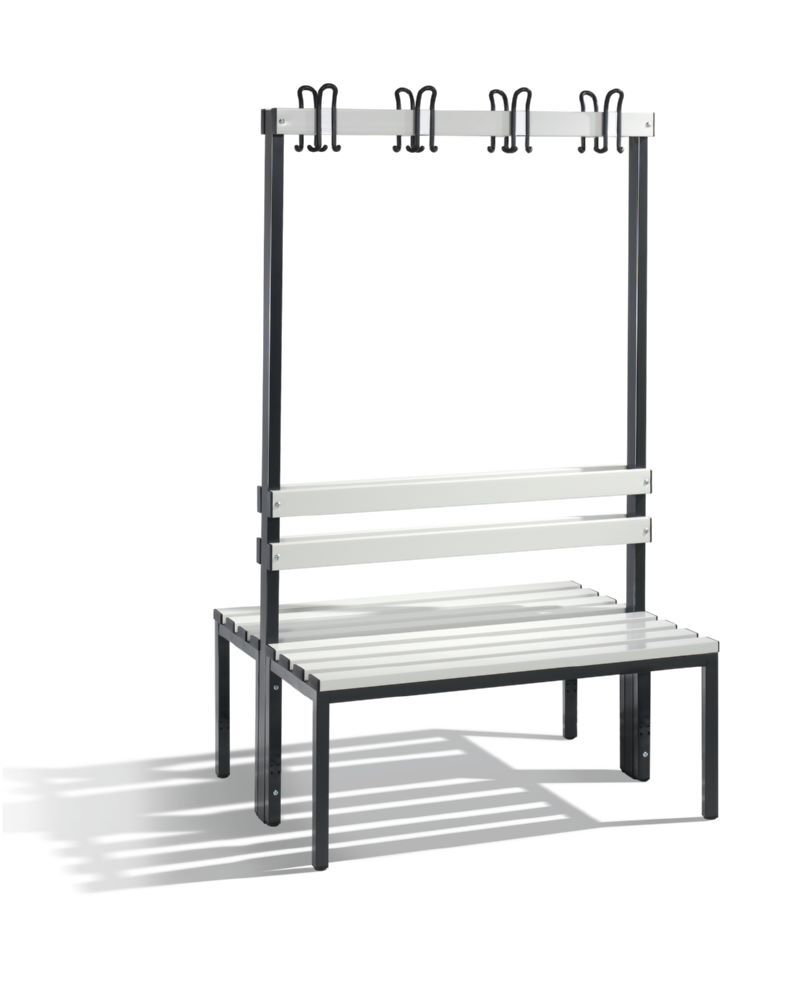 C+P Garderobenbank zweiseitig mit Lehne grau hellgrau 1000 x 750 x 1650 mm Produktbild C+P Garderobenbank zweiseitig mit Lehne grau hellgrau 1000 x 750 x 1650 mm