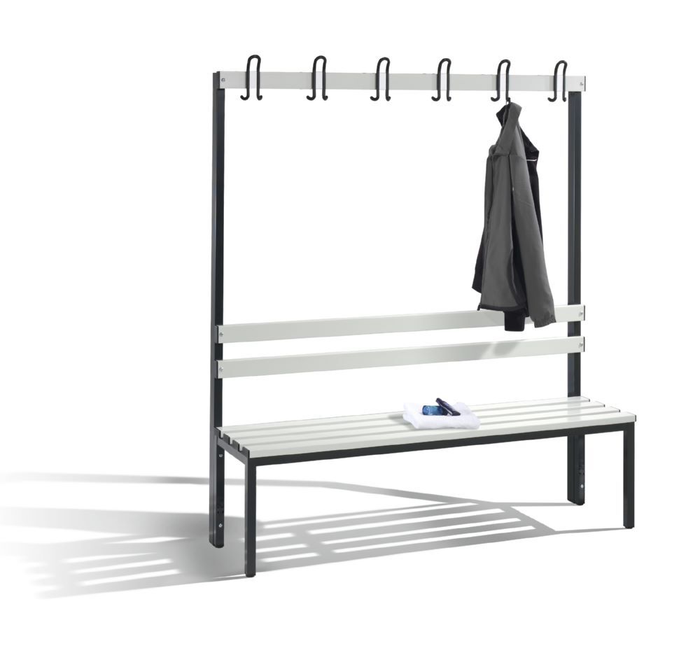 C+P Garderobenbank mit Rückenlehne schwarzgrau lichtgrau 1500 x 400 x 1650 mm Produktbild C+P Garderobenbank mit Rückenlehne schwarzgrau lichtgrau 1500 x 400 x 1650 mm bild 2