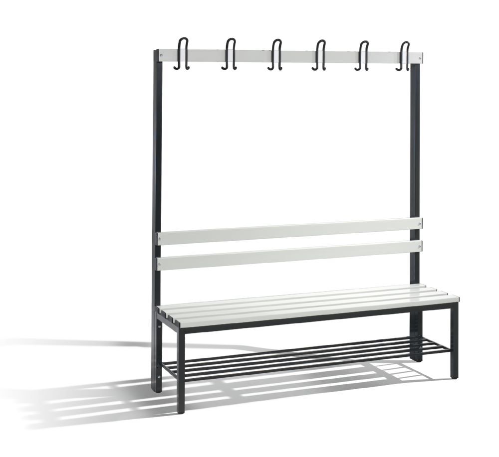 C+P Garderobenbank 1 seitig Sitzfläche lichtgrau 1500 x 400 x 1650 mm Produktbild C+P Garderobenbank 1 seitig Sitzfläche lichtgrau 1500 x 400 x 1650 mm