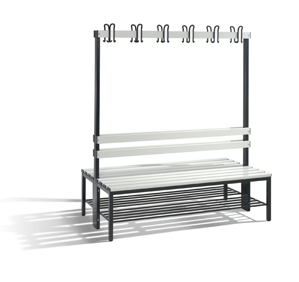 C+P Garderobenbank 2-seitig 1650 x 1500 x 750 mm schwarzgrau lichtgrau Produktbild C+P Garderobenbank 2-seitig 1650 x 1500 x 750 mm schwarzgrau lichtgrau