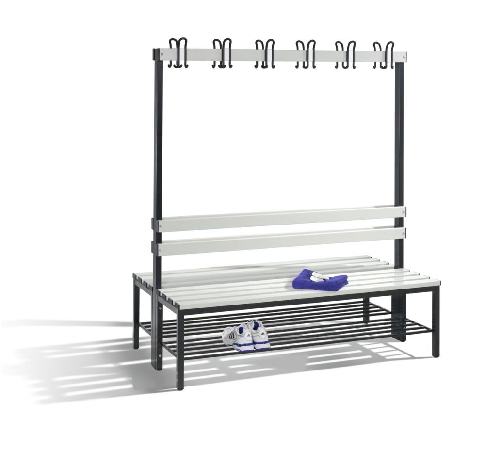 C+P Garderobenbank 2-seitig 1650 x 1500 x 750 mm schwarzgrau lichtgrau Produktbild C+P Garderobenbank 2-seitig 1650 x 1500 x 750 mm schwarzgrau lichtgrau bild 2