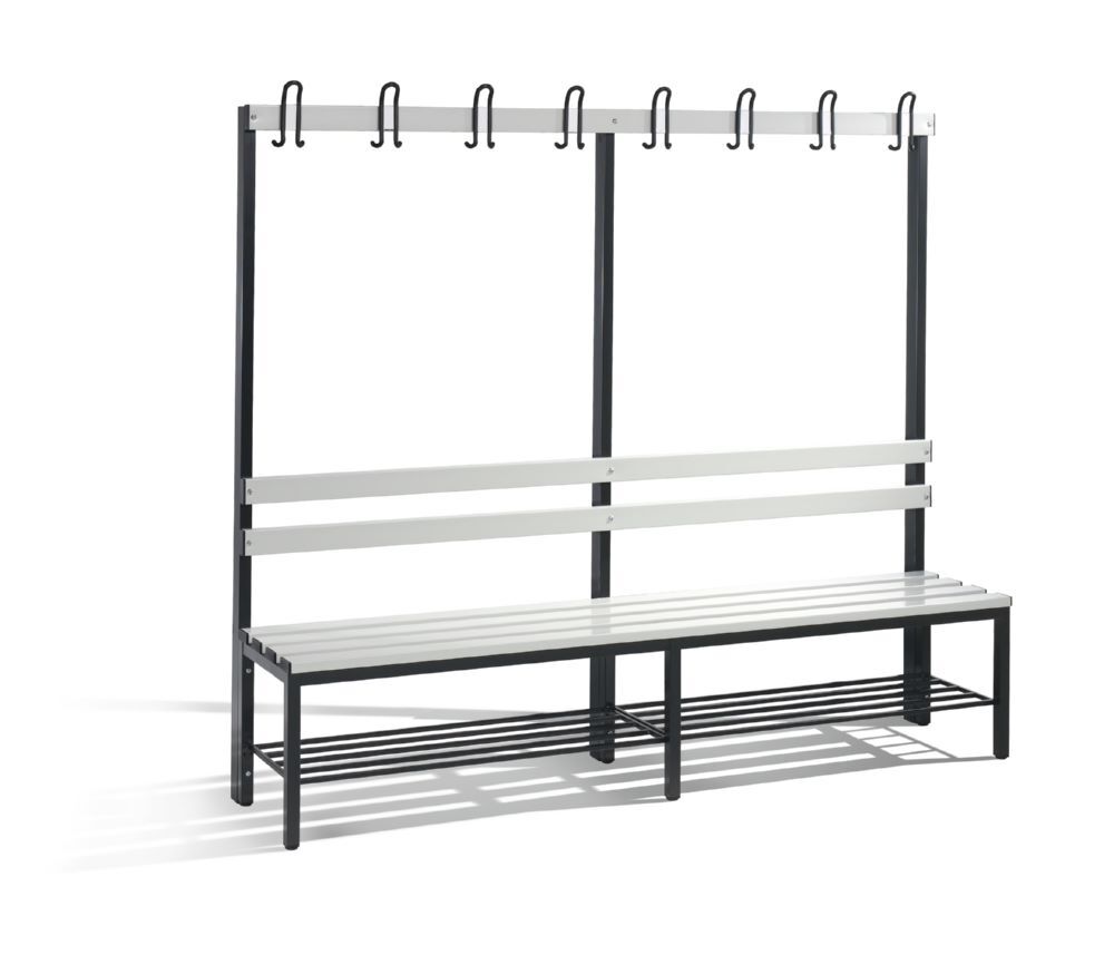 C+P Garderobenbank bis 750 kg schwarzgrau lichtgrau 1960 x 400 x 1650 mm Produktbild C+P Garderobenbank bis 750 kg schwarzgrau lichtgrau 1960 x 400 x 1650 mm