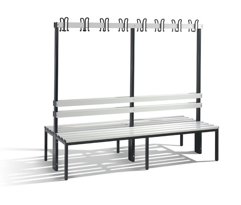 C+P Garderobenbank 2-seitig 1650 x 1960 x 750 mm schwarzgrau lichtgrau Produktbild C+P Garderobenbank 2-seitig 1650 x 1960 x 750 mm schwarzgrau lichtgrau