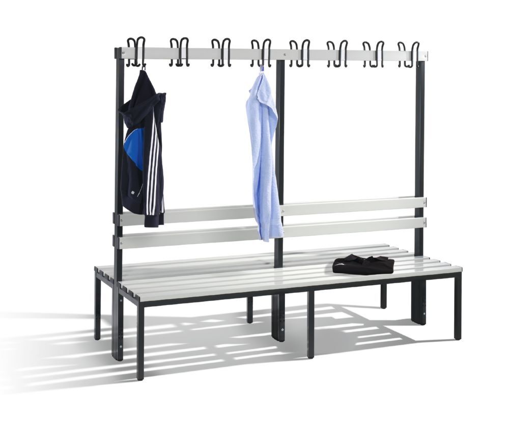 C+P Garderobenbank 2-seitig 1650 x 1960 x 750 mm schwarzgrau lichtgrau Produktbild C+P Garderobenbank 2-seitig 1650 x 1960 x 750 mm schwarzgrau lichtgrau bild 2
