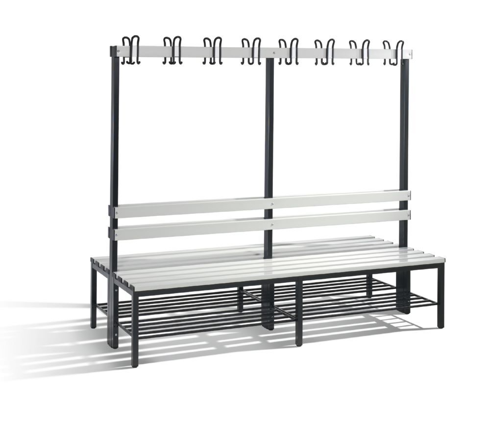 C+P Garderobenbank 2-seitig 1650 x 1960 x 750 mm schwarzgrau lichtgrau Produktbild C+P Garderobenbank 2-seitig 1650 x 1960 x 750 mm schwarzgrau lichtgrau