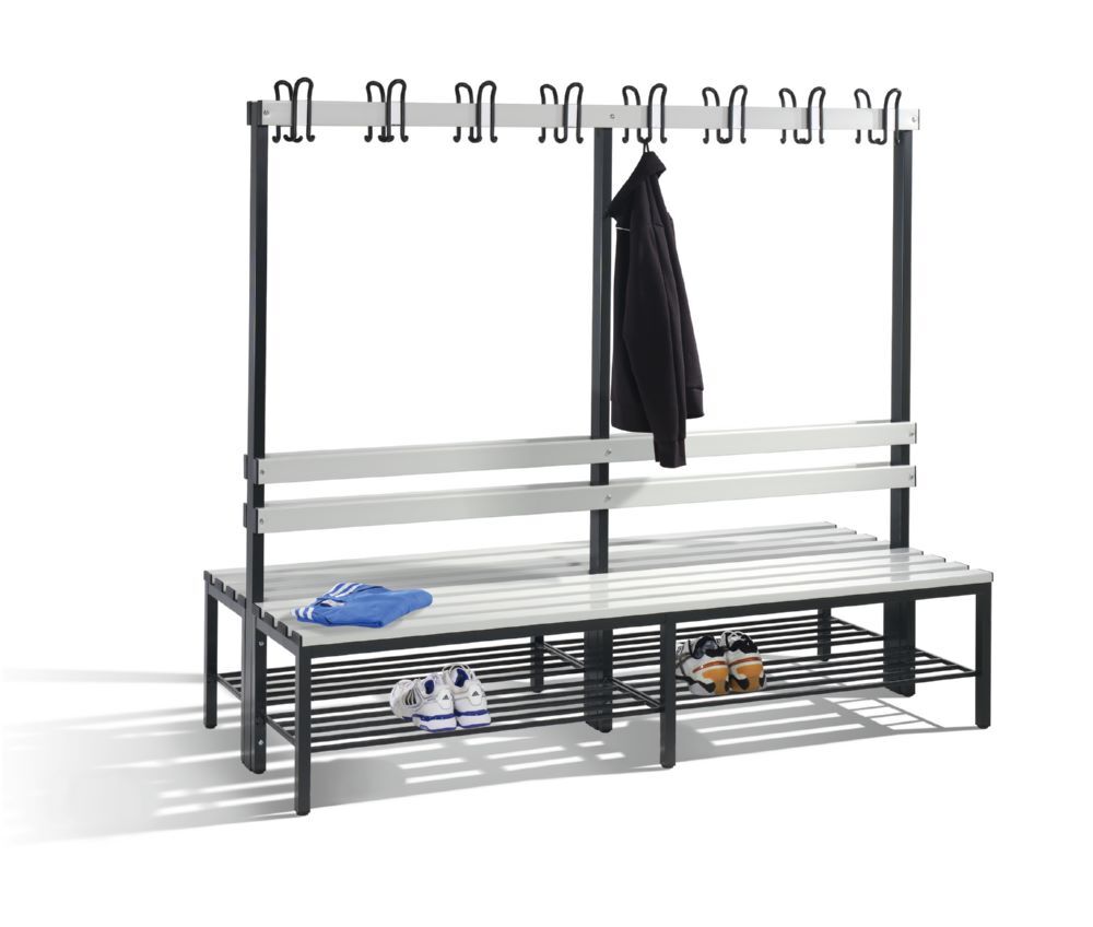 C+P Garderobenbank 2-seitig 1650 x 1960 x 750 mm schwarzgrau lichtgrau Produktbild C+P Garderobenbank 2-seitig 1650 x 1960 x 750 mm schwarzgrau lichtgrau bild 2