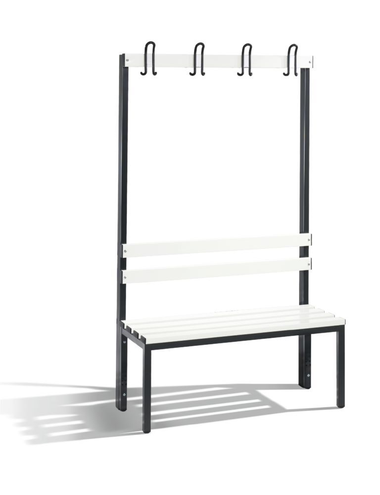 C+P Garderobenbank mit Sitzbank schwarzgrau reinweiß 1000 x 400 x 1650 mm Produktbild C+P Garderobenbank mit Sitzbank schwarzgrau reinweiß 1000 x 400 x 1650 mm