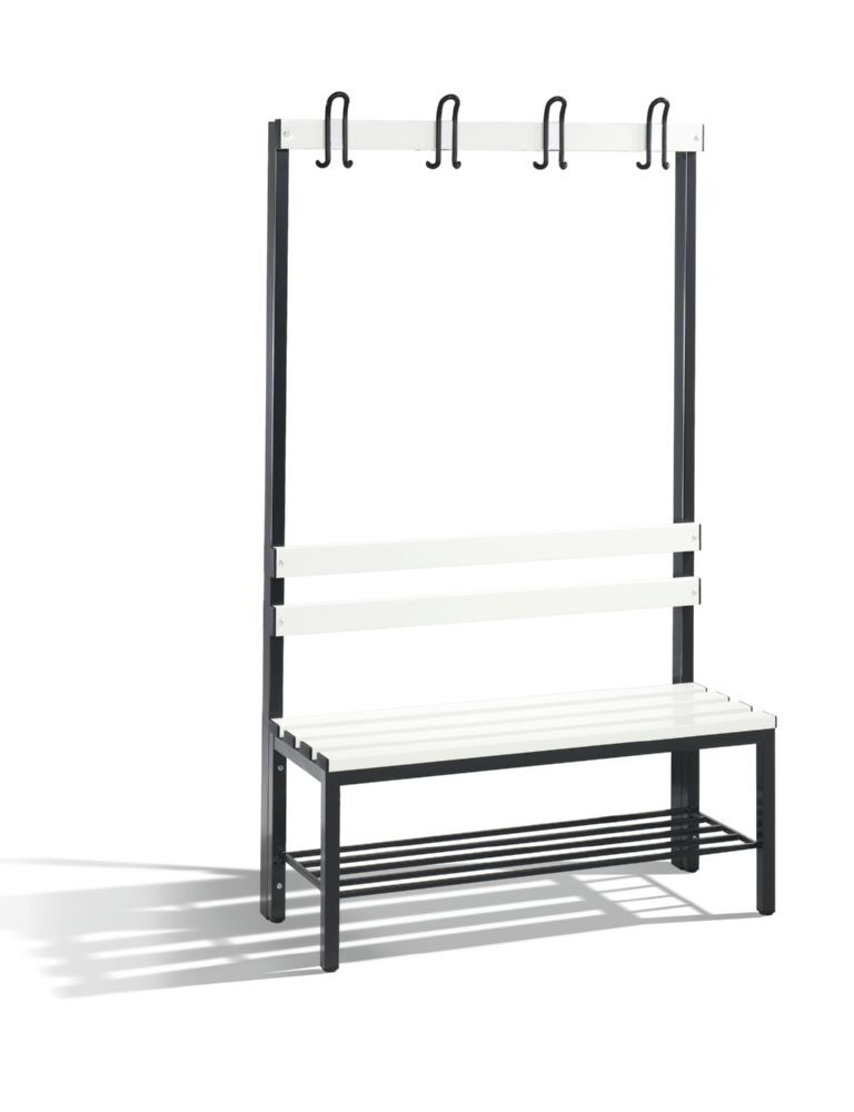C+P Garderobenbank mit 4 Füßen schwarzgrau reinweiß 1000 x 400 x 1650 mm Produktbild C+P Garderobenbank mit 4 Füßen schwarzgrau reinweiß 1000 x 400 x 1650 mm