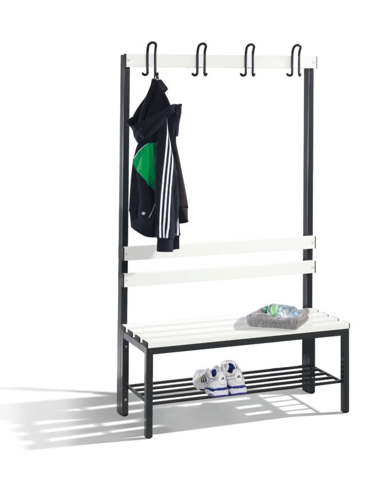 C+P Garderobenbank mit 4 Füßen schwarzgrau reinweiß 1000 x 400 x 1650 mm Produktbild C+P Garderobenbank mit 4 Füßen schwarzgrau reinweiß 1000 x 400 x 1650 mm bild 2