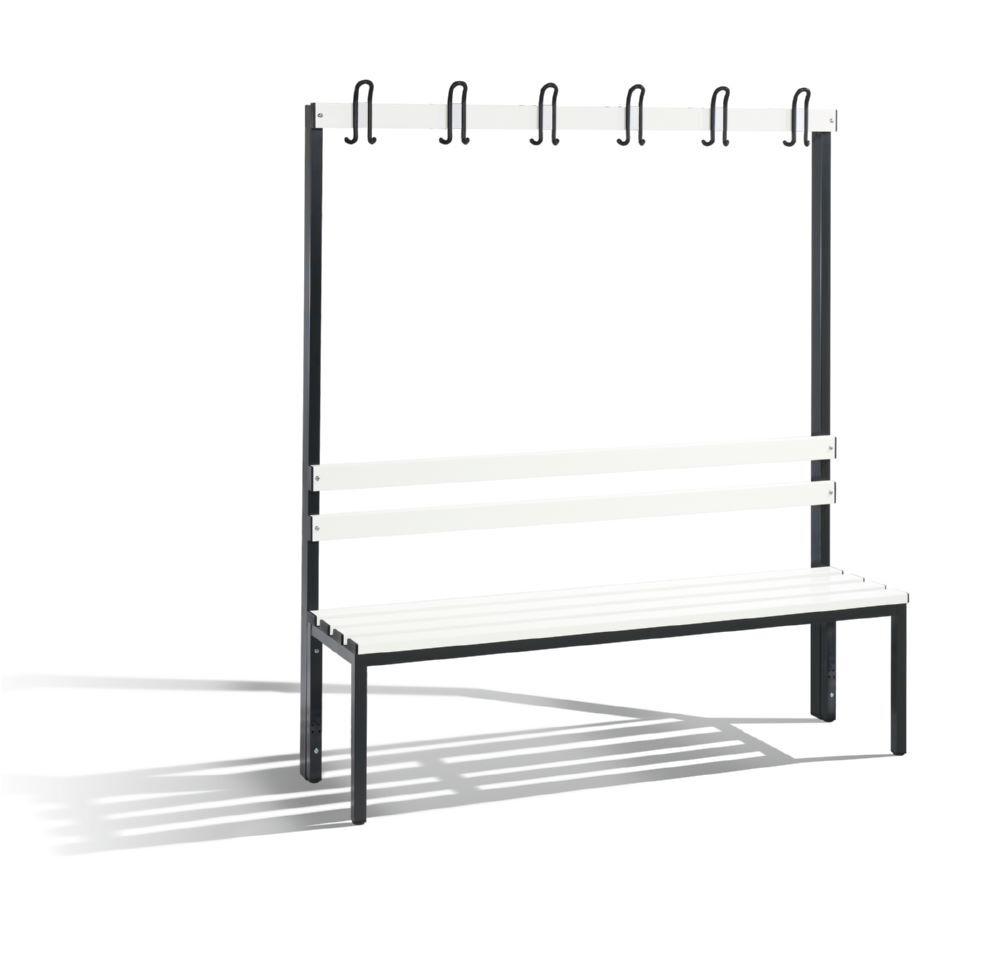 C+P Garderobenbank mit Rückenlehne schwarzgrau reinweiß 1500 x 400 x 1650 mm Produktbild C+P Garderobenbank mit Rückenlehne schwarzgrau reinweiß 1500 x 400 x 1650 mm