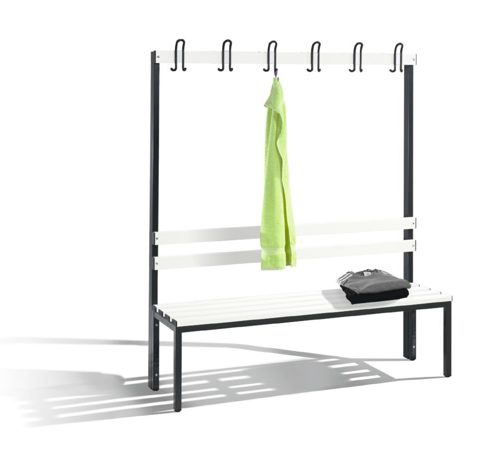 C+P Garderobenbank mit Rückenlehne schwarzgrau reinweiß 1500 x 400 x 1650 mm Produktbild C+P Garderobenbank mit Rückenlehne schwarzgrau reinweiß 1500 x 400 x 1650 mm bild 2