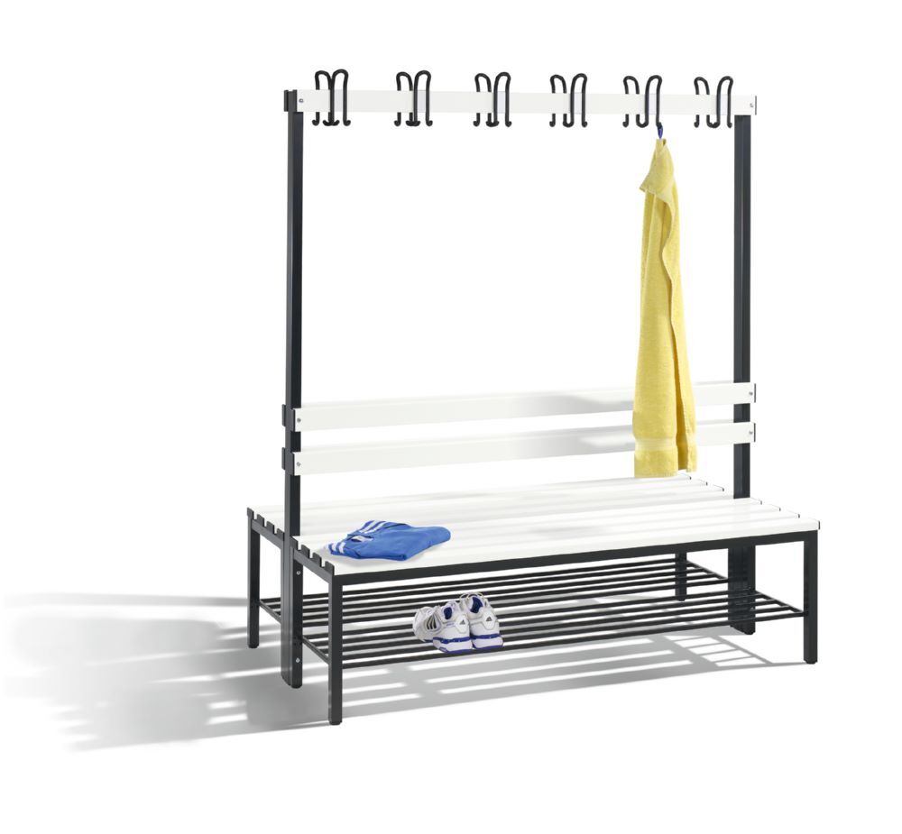 C+P Garderobenbank 2-seitig 1650 x 1500 x 750 schwarzgrau reinweiß Produktbild C+P Garderobenbank 2-seitig 1650 x 1500 x 750 schwarzgrau reinweiß