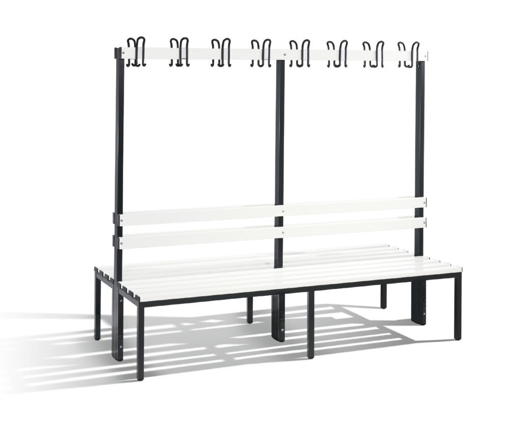 C+P Garderobenbank 2-seitig 1650 x 1960 x 750 mm schwarzgrau reinweiß Produktbild C+P Garderobenbank 2-seitig 1650 x 1960 x 750 mm schwarzgrau reinweiß