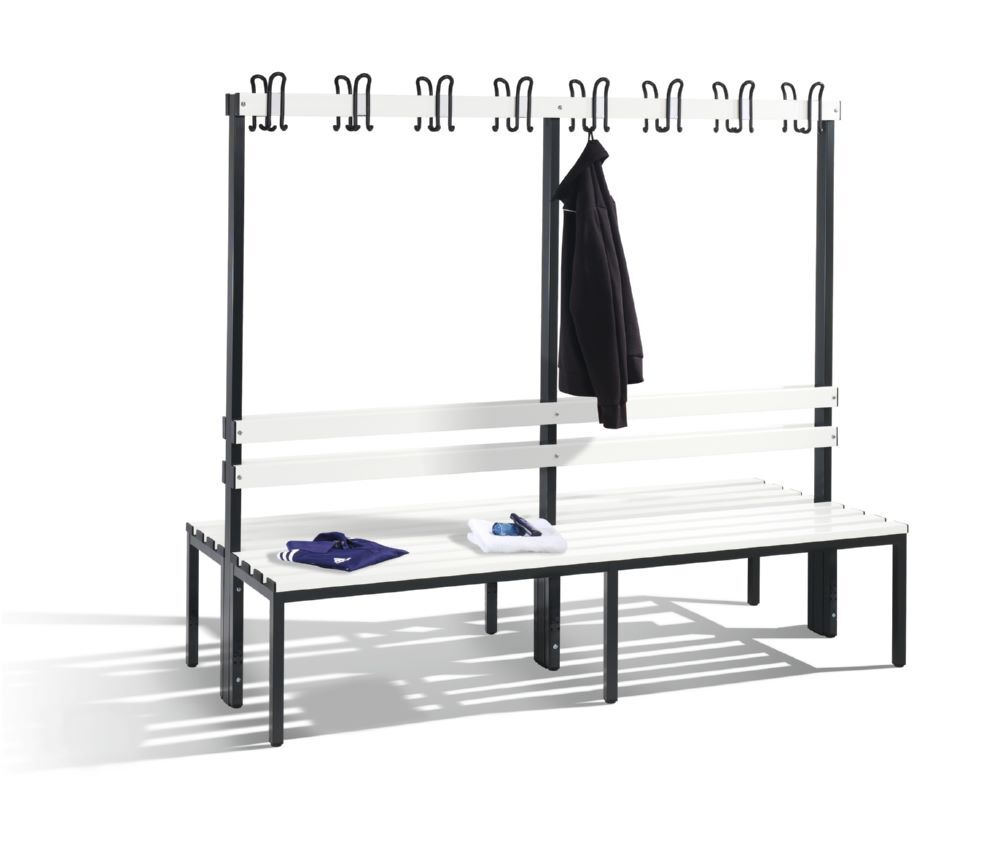 C+P Garderobenbank 2-seitig 1650 x 1960 x 750 mm schwarzgrau reinweiß Produktbild C+P Garderobenbank 2-seitig 1650 x 1960 x 750 mm schwarzgrau reinweiß bild 2