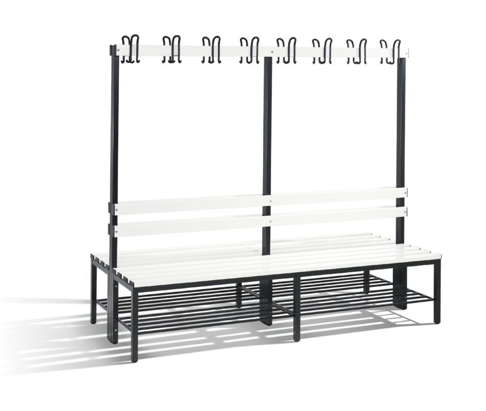 C+P Garderobenbank 2-seitig 1650 x 1960 x 750 mm schwarzgrau reinweiß Produktbild C+P Garderobenbank 2-seitig 1650 x 1960 x 750 mm schwarzgrau reinweiß