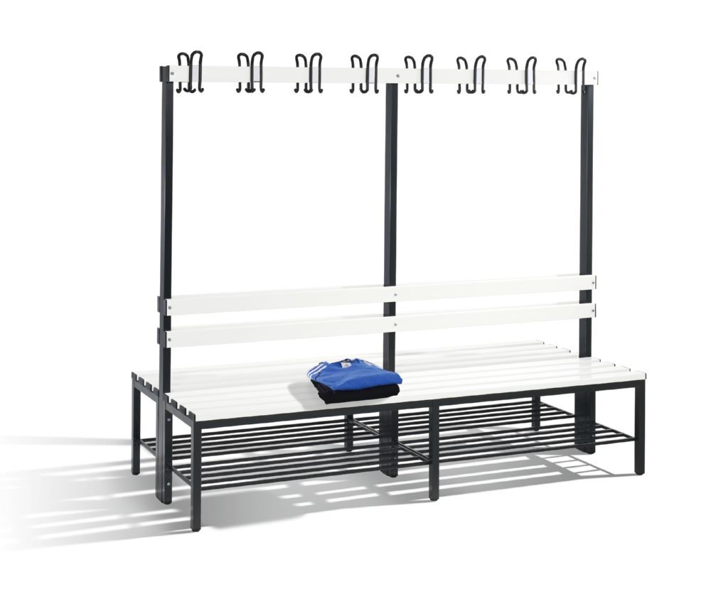 C+P Garderobenbank 2-seitig 1650 x 1960 x 750 mm schwarzgrau reinweiß Produktbild C+P Garderobenbank 2-seitig 1650 x 1960 x 750 mm schwarzgrau reinweiß bild 2