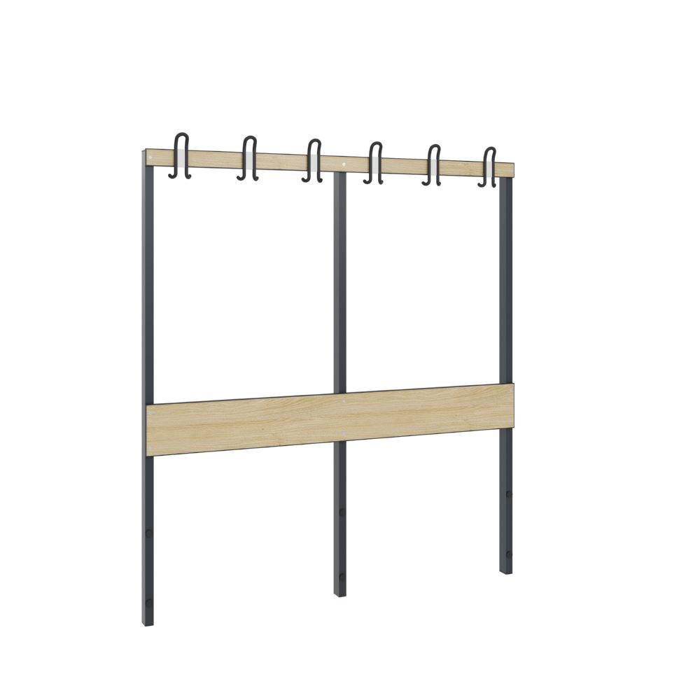 C+P Garderobenteil für Umkleidebank schwarzgrau eiche 1500 x 1650 mm C+P Garderobenteil für Umkleidebank schwarzgrau eiche 1500 x 1650 mm