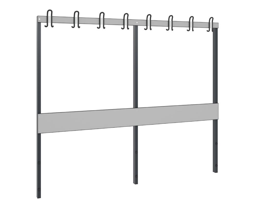 C+P Garderobenteil mit Rückenlehne schwarzgrau HPL grau 1960 x 80 x 160 mm Produktbild C+P Garderobenteil mit Rückenlehne schwarzgrau HPL grau 1960 x 80 x 160 mm