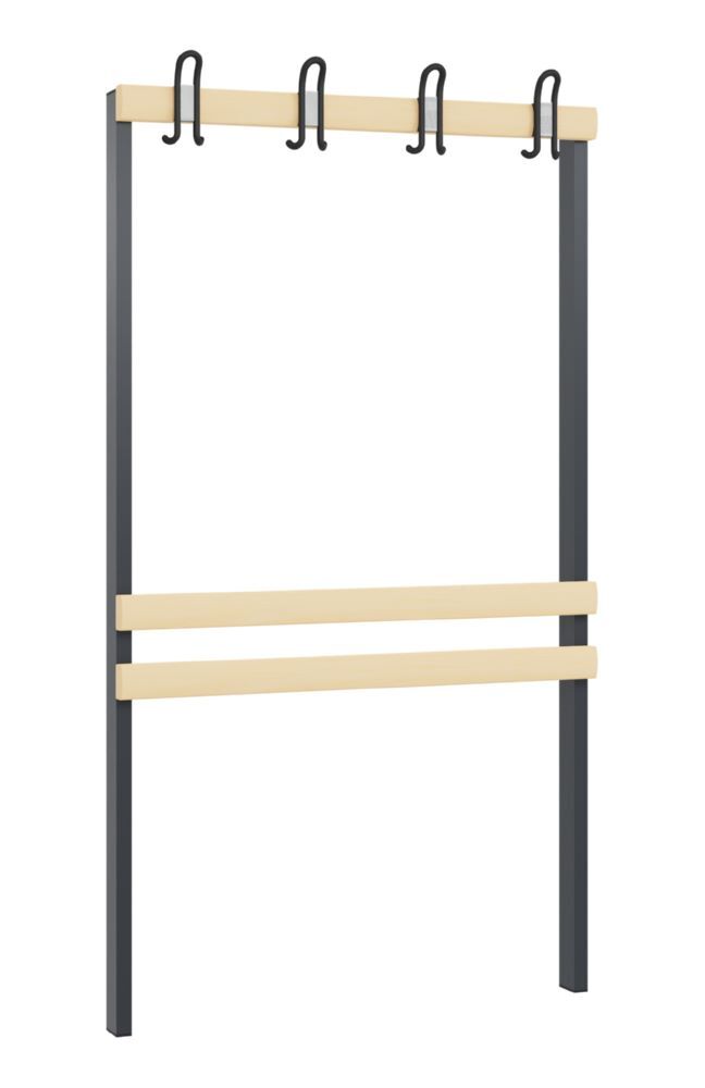 C+P Garderobenteil 1-seitig H 1650 x B 1000 mm in schwarzgrau Produktbild C+P Garderobenteil 1-seitig H 1650 x B 1000 mm in schwarzgrau