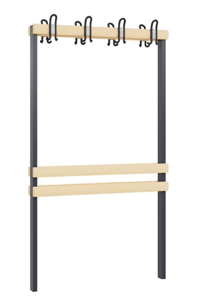 C+P Garderobenteil für Umkleidebank 2 teilig schwarzgrau 1000 x 1650 mm Produktbild C+P Garderobenteil für Umkleidebank 2 teilig schwarzgrau 1000 x 1650 mm