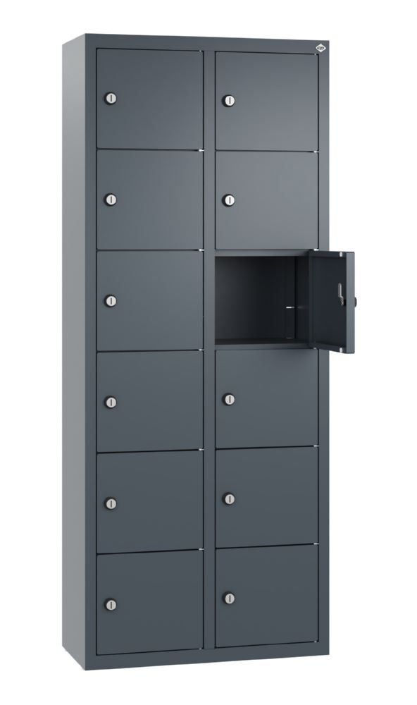 C+P Kleingefachschrank 12 schmale Fächer in anthrazit 460 x 200 x 1130 mm Produktbild C+P Kleingefachschrank 12 schmale Fächer in anthrazit 460 x 200 x 1130 mm bild 2