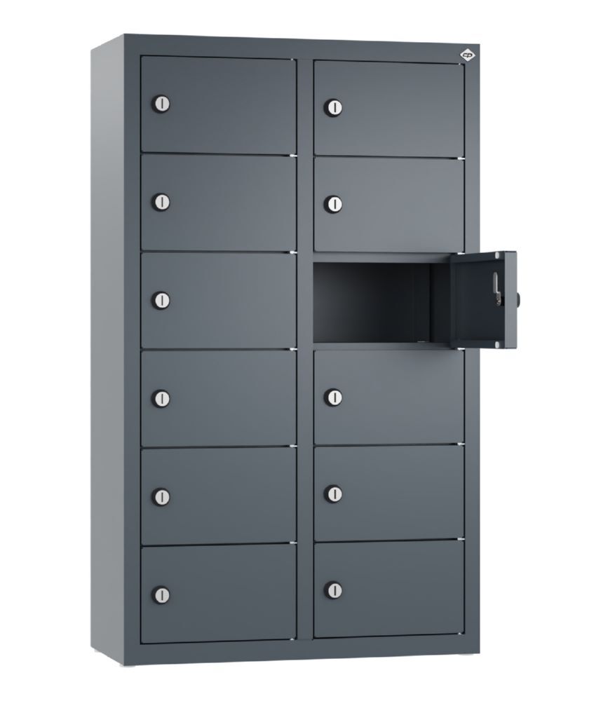 C+P Kleingefachschrank 12 schmale Fächer anthrazit 460 x 200 x 770 mm Produktbild C+P Kleingefachschrank 12 schmale Fächer anthrazit 460 x 200 x 770 mm bild 2