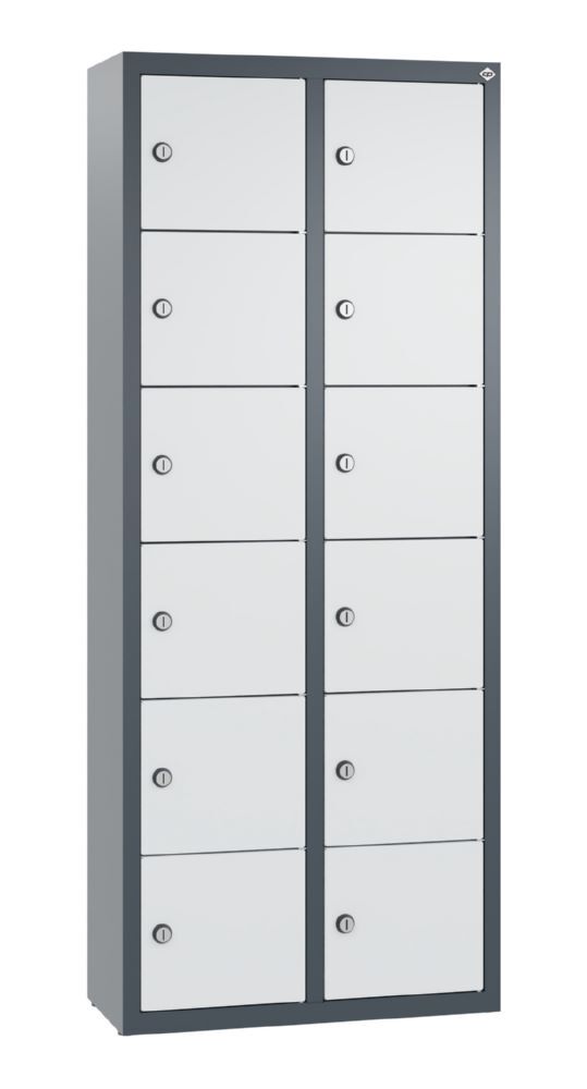 C+P Kleingefachschrank 12 schmale Fächer dunkelgrau hellgrau 460 x 200 x 1130 mm Produktbild C+P Kleingefachschrank 12 schmale Fächer dunkelgrau hellgrau 460 x 200 x 1130 mm