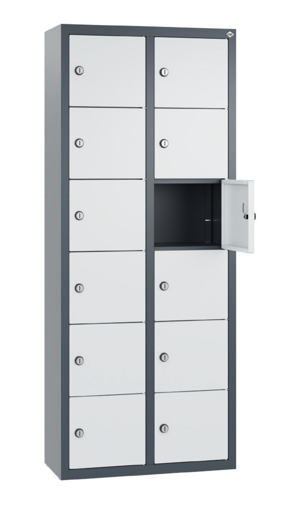 C+P Kleingefachschrank 12 schmale Fächer dunkelgrau hellgrau 460 x 200 x 1130 mm Produktbild C+P Kleingefachschrank 12 schmale Fächer dunkelgrau hellgrau 460 x 200 x 1130 mm bild 2