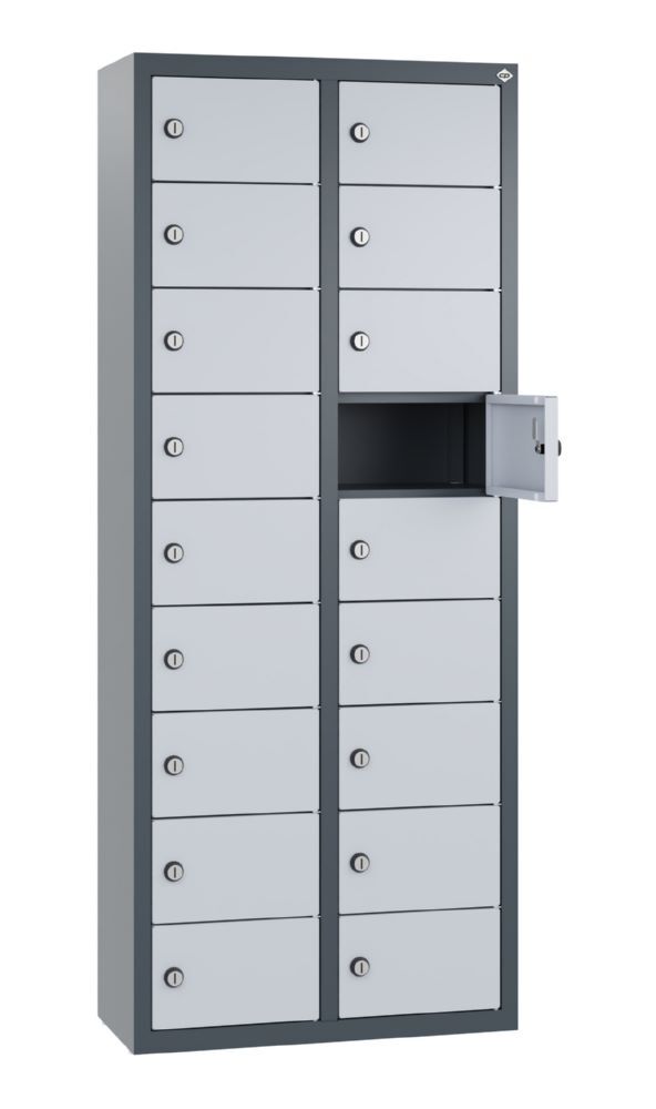 C+P Kleingefachschrank 18 Fächer 1130 x 460 x 200 mm anthrazit weißaluminium Produktbild C+P Kleingefachschrank 18 Fächer 1130 x 460 x 200 mm anthrazit weißaluminium bild 2