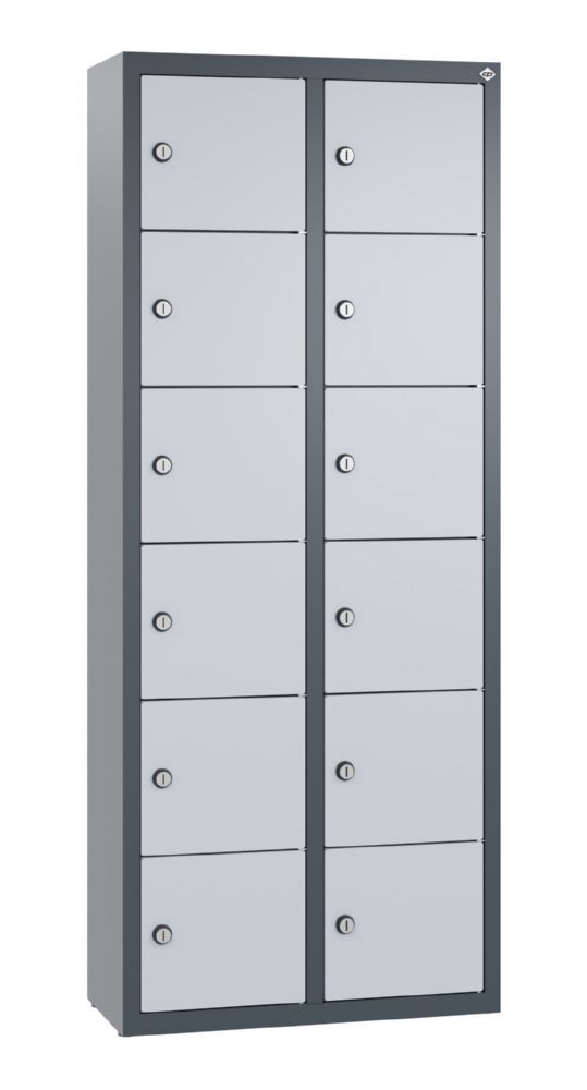 C+P Kleingefachschrank 12 schmale Fächer weißalu anthrazit 460 x 200 x 1130 mm Produktbild C+P Kleingefachschrank 12 schmale Fächer weißalu anthrazit 460 x 200 x 1130 mm