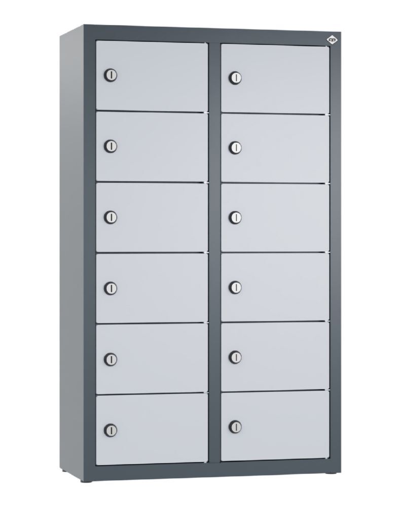 C+P Kleingefachschrank 12 schmale Fächer weißalu grau 460 x 200 x 770 mm Produktbild C+P Kleingefachschrank 12 schmale Fächer weißalu grau 460 x 200 x 770 mm