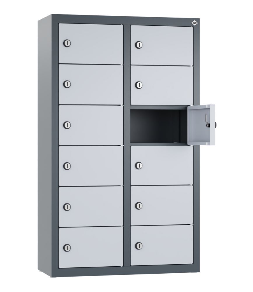 C+P Kleingefachschrank 12 schmale Fächer weißalu grau 460 x 200 x 770 mm Produktbild C+P Kleingefachschrank 12 schmale Fächer weißalu grau 460 x 200 x 770 mm bild 2