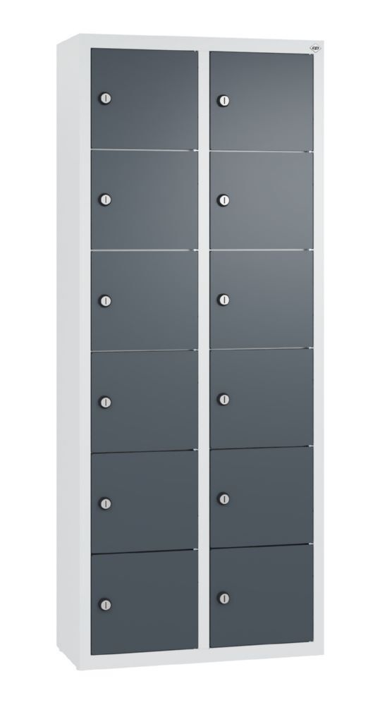 C+P Kleingefachschrank schmale 12 schmale Fächer grau anthrazit 460 x 200 x 1130 mm Produktbild C+P Kleingefachschrank schmale 12 schmale Fächer grau anthrazit 460 x 200 x 1130 mm
