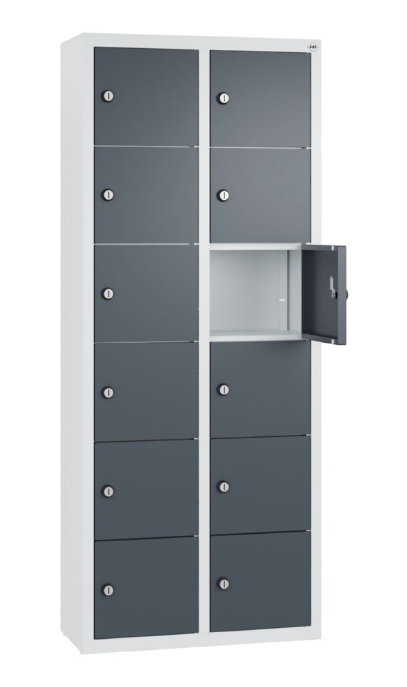 C+P Kleingefachschrank schmale 12 schmale Fächer grau anthrazit 460 x 200 x 1130 mm Produktbild C+P Kleingefachschrank schmale 12 schmale Fächer grau anthrazit 460 x 200 x 1130 mm bild 2