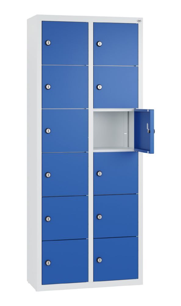C+P Kleingefachschrank 12 schmale Fächer in enzianblau grau 460 x 200 x 1130 mm Produktbild C+P Kleingefachschrank 12 schmale Fächer in enzianblau grau 460 x 200 x 1130 mm bild 2