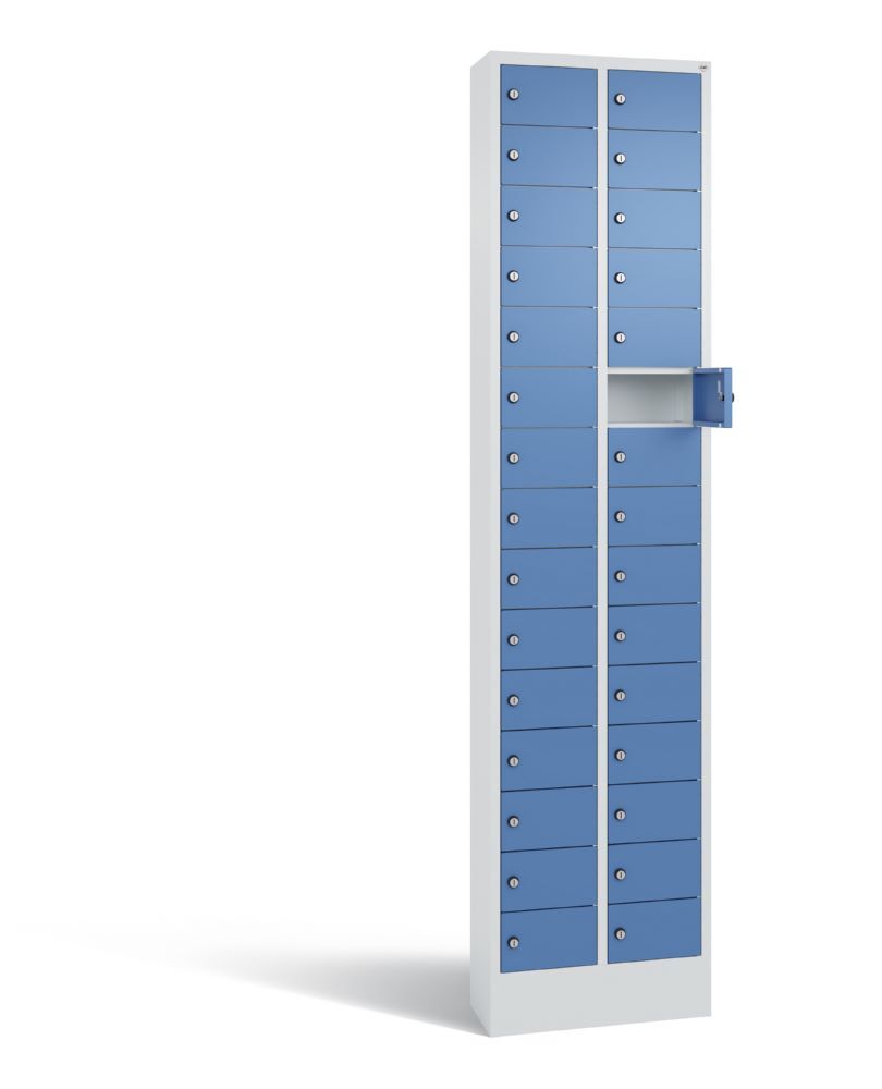 C+P Kleingefachschrank Serie 8170 30 Fächer 1950 x 460 x 200 mm lichtgrau fernblau