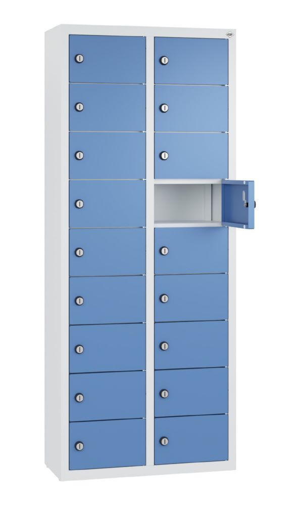 C+P Kleingefachschrank 18 Fächer 1130 x 460 x 200 mm lichtgrau fernblau Produktbild C+P Kleingefachschrank 18 Fächer 1130 x 460 x 200 mm lichtgrau fernblau bild 2