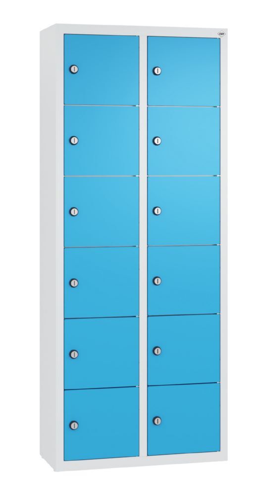 C+P Kleingefachschrank 12 schmale Fächer grau lichtblau 460 x 200 x 1130 mm Produktbild C+P Kleingefachschrank 12 schmale Fächer grau lichtblau 460 x 200 x 1130 mm
