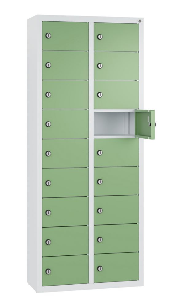 C+P Kleingefachschrank 18 Fächer 1130 x 460 x 200 mm lichtgrau resedagrün Produktbild C+P Kleingefachschrank 18 Fächer 1130 x 460 x 200 mm lichtgrau resedagrün bild 2