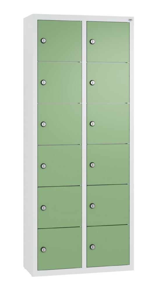 C+P Kleingefachschrank 12 schmale Fächer grau resedagrün 460 x 200 x 1130 mm Produktbild C+P Kleingefachschrank 12 schmale Fächer grau resedagrün 460 x 200 x 1130 mm