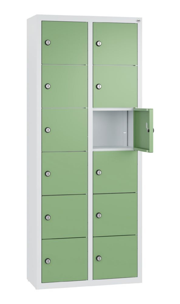 C+P Kleingefachschrank 12 schmale Fächer grau resedagrün 460 x 200 x 1130 mm Produktbild C+P Kleingefachschrank 12 schmale Fächer grau resedagrün 460 x 200 x 1130 mm bild 2