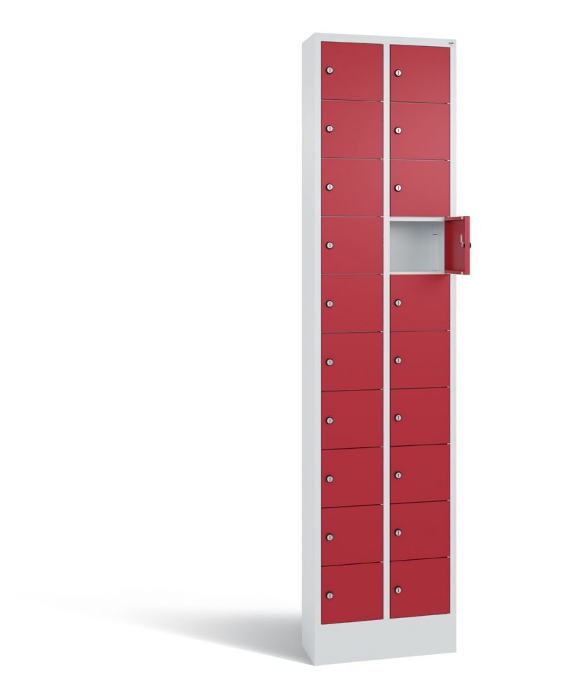 C+P Kleingefachschrank 20 Fächer 1950 x 460 x 200 mm lichtgrau rubinrot Produktbild C+P Kleingefachschrank 20 Fächer 1950 x 460 x 200 mm lichtgrau rubinrot bild 2