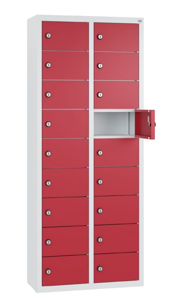 C+P Kleingefachschrank 18 Fächer 1130 x 460 x 200 mm lichtgrau rubinrot Produktbild C+P Kleingefachschrank 18 Fächer 1130 x 460 x 200 mm lichtgrau rubinrot bild 2