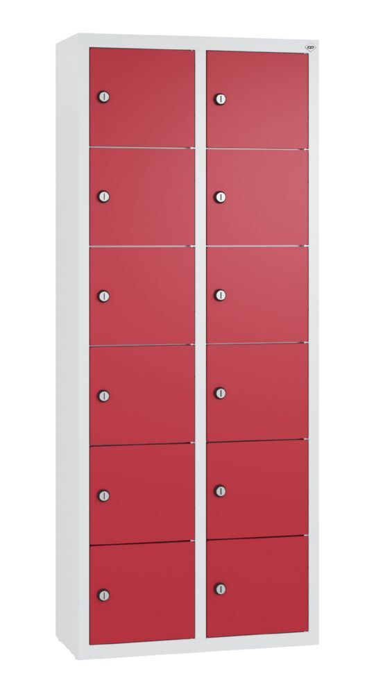 C+P Kleingefachschrank 12 schmale Fächer rubinrot grau 460 x 200 x 1130 mm Produktbild C+P Kleingefachschrank 12 schmale Fächer rubinrot grau 460 x 200 x 1130 mm