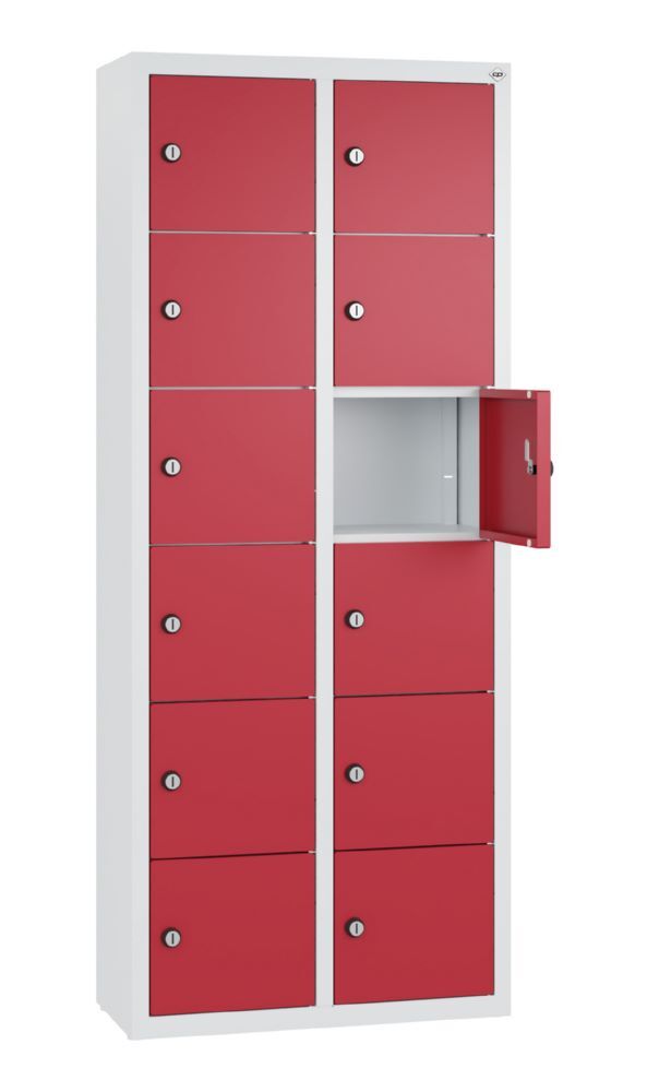C+P Kleingefachschrank 12 schmale Fächer rubinrot grau 460 x 200 x 1130 mm Produktbild C+P Kleingefachschrank 12 schmale Fächer rubinrot grau 460 x 200 x 1130 mm bild 2
